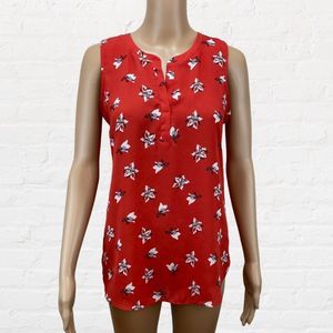 LOFT Bright Orange Floral Flowy Tank Top Size S C-200